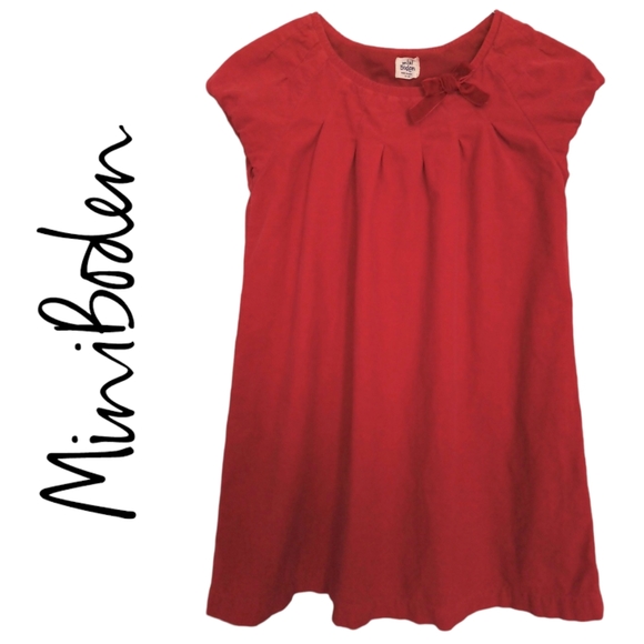 Mini Boden Other - Mini Boden Girls Corduroy Red/orange Pintuck Short sleeve dress Size 11-12 years